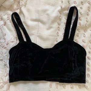Brandy Melville black velvet cut out back bandeau bralette